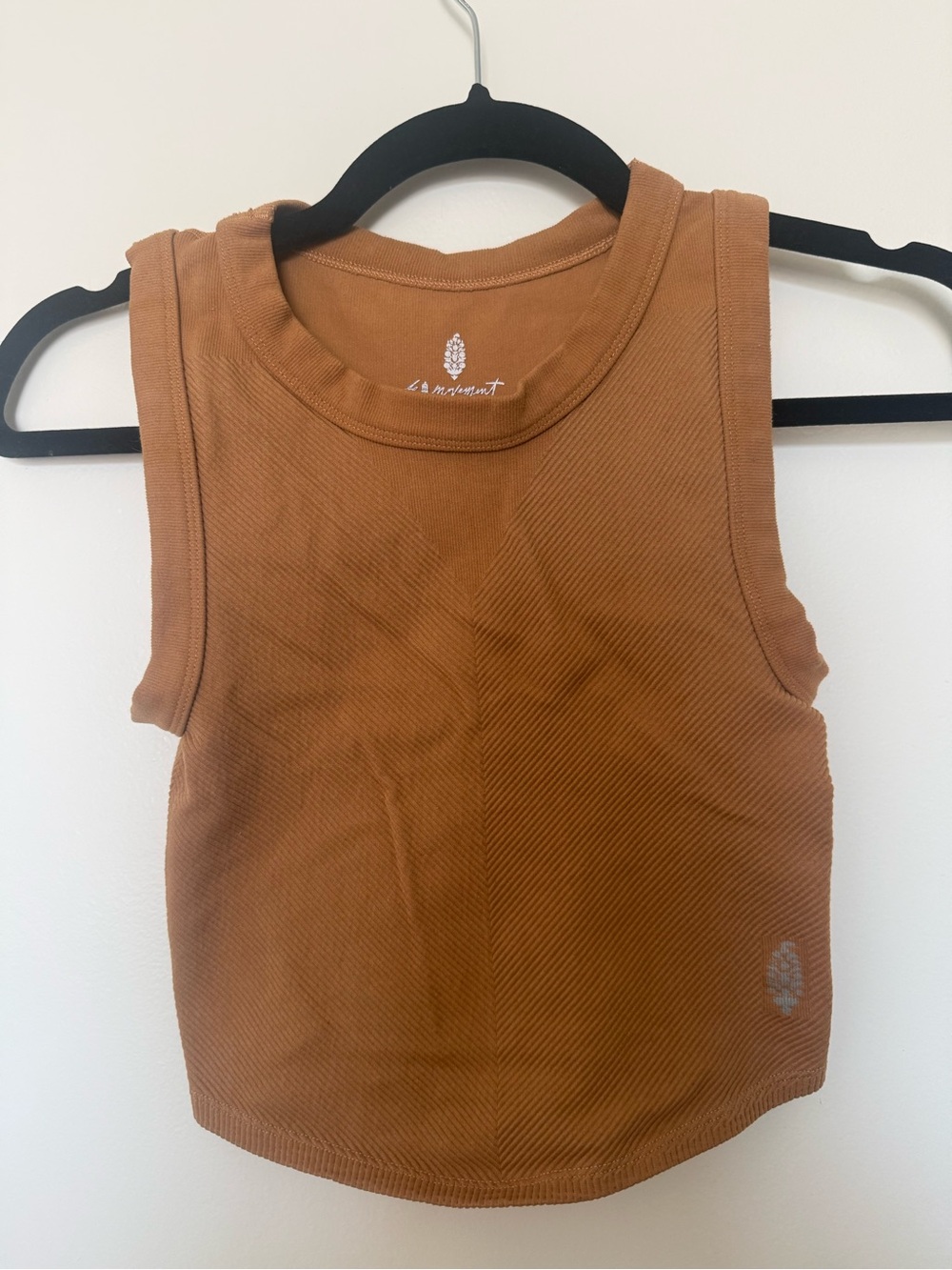 FP Movement Free People Brown Ribbed Crop Tank XS/S